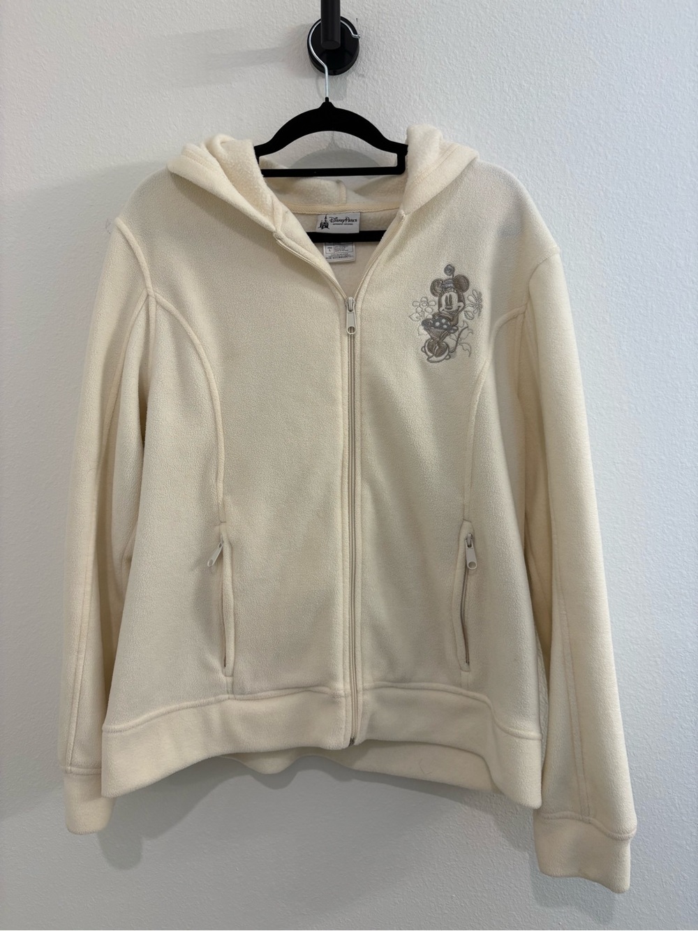 Disney Cream Hooded Zip Fleece with Minnie Embroidery